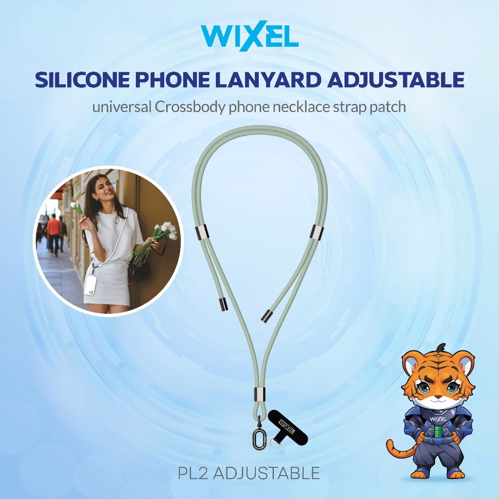 GANTUNGAN WIXEL PL2 ปรับยาวโทรศัพท์ Lanyard ซิลิโคน Crossbody คอโทรศัพท์ Lanyard