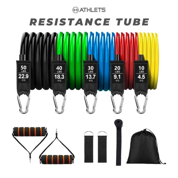 Gst - Athlets Resistance Tube Premium Resistance Band Set 11 In 1