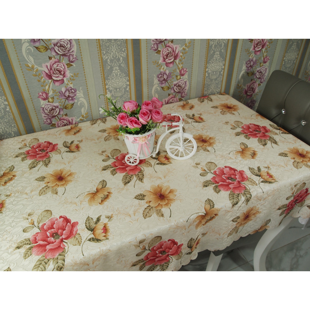 SHABBY CHIC BEAUTIFUL LUXURY PREMIUM DINING TABLE CLOTH / SQUARE DINING TABLE CLOTH 4 เก้าอี้ MOCCA