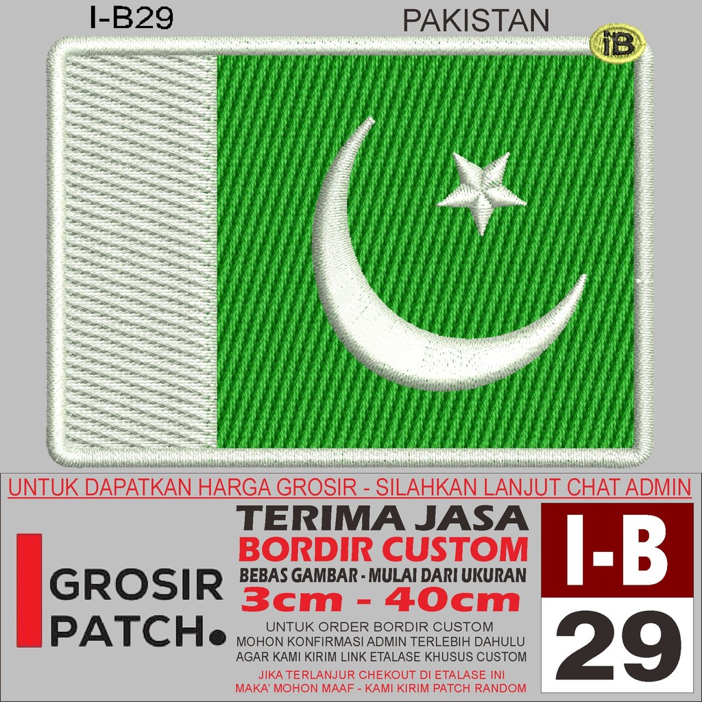 FL-129 I-B29 PAKISTAN FLAG LOGO EMBROIDERY PATCH