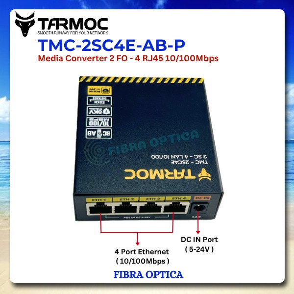 โครงการ - Tarmoc TMC-2SC4E-AB-P Media Converter 2 FO 4 LAN POE IN 5-24V 10/100