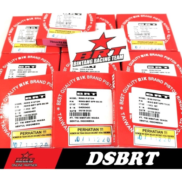 BRT RIK RIKEN PISTON RING 53 55 57 58 62 63 65 66 68 70 72 74 78 MM