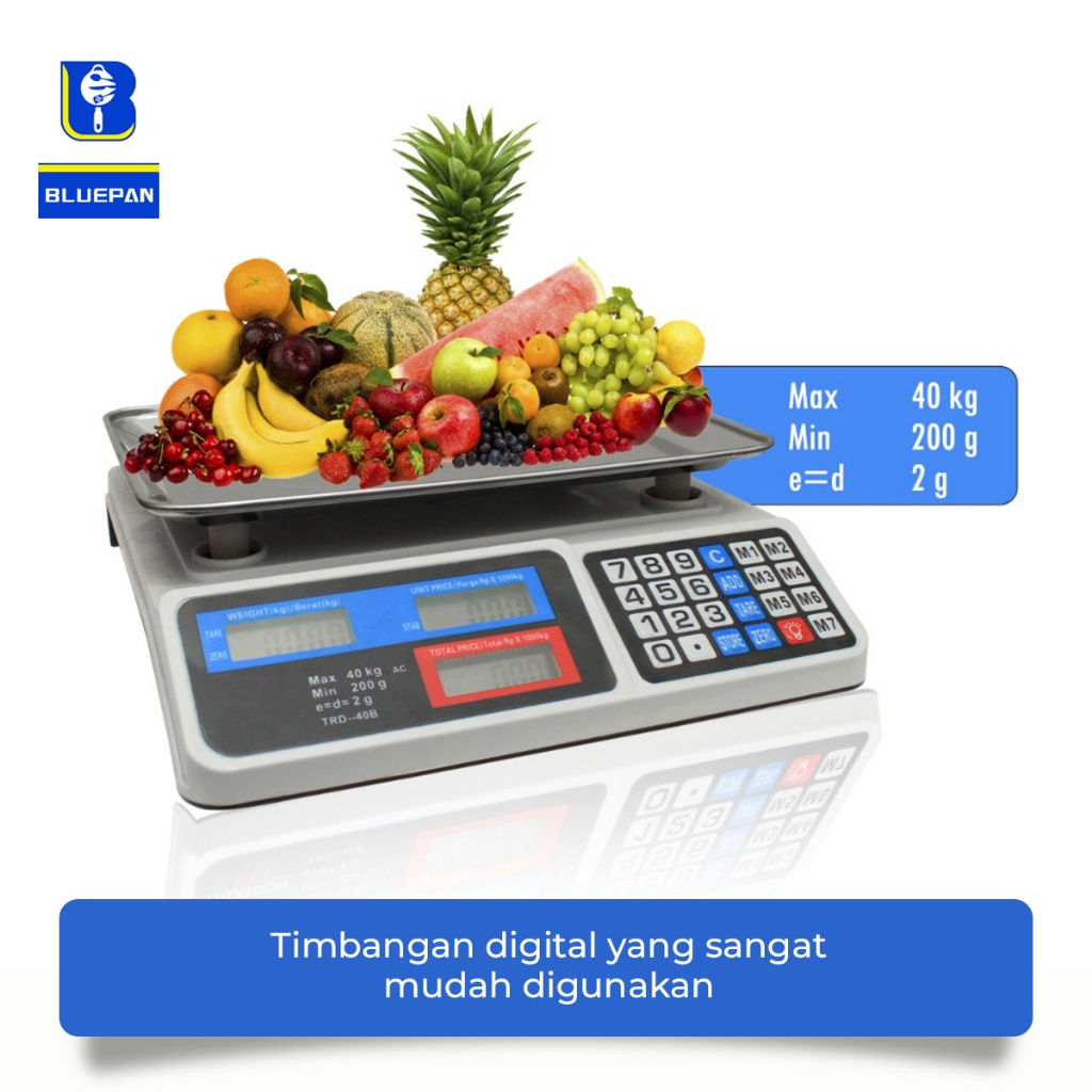 ID BLUEPAN DIGITAL FRUIT SCALE 40KG DIGITAL COMPUTING SCALE 40KG จอแสดงผลคู่