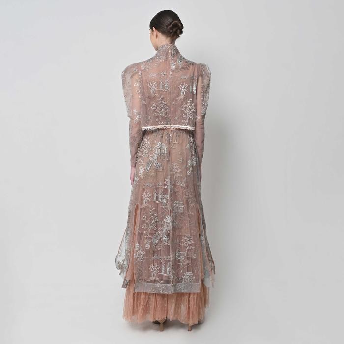 Barli Asmara Chyna Maxi Dress สีน้ําตาลเงิน