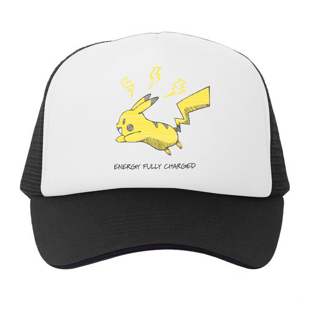 Pokemon Pikachu Energy Fully Charge UT อะนิเมะ Trucker Hat