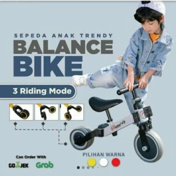 สินค้าต้นฉบับ 3-WHEEL CHILDRENS BIKE HAPPY BABY BALANCE BIKE 3IN1 CHILDRENS SCOOTER