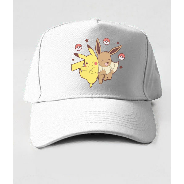 หมวกเบสบอล Pokemon Pikachu Vs Eevee Cute Pokeball UT