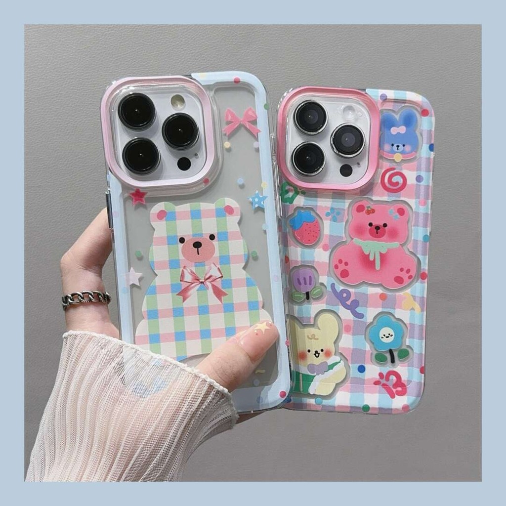 HP Dots หมีสาว Lattice สําหรับกรณี Iphone 16 Pro Max 17 Pro Max 17 Air 11 13 Pro Max 16E 15 Pro Max 