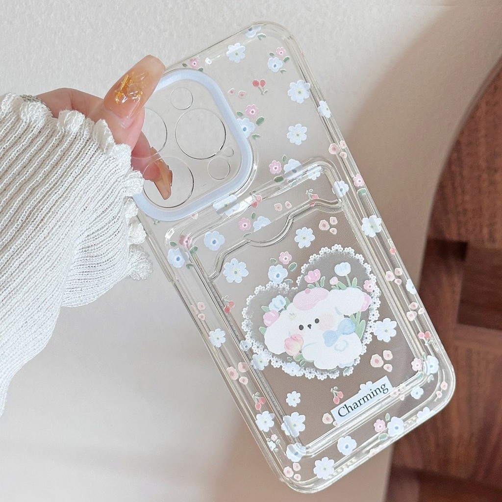 สดดอกไม้เล็กๆลูกสุนัขผู้ถือบัตรปลอกOppo A6 A6x A6S Reno 14F 14 Pro 5G A3 A3x Reno 13F 13 5G A15 A15S