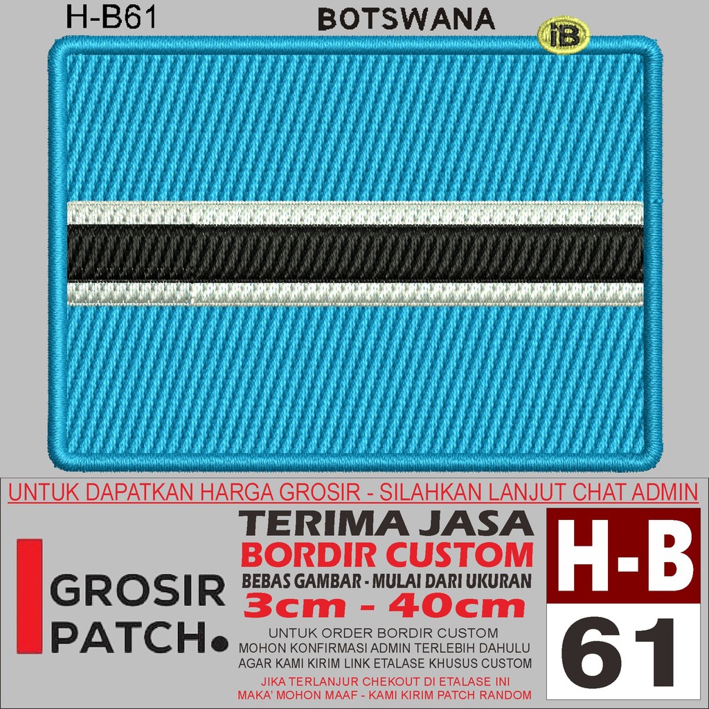 FL-61 H-B61 BOTSWANA FLAG/FLAG EMBROIDERY PATCH