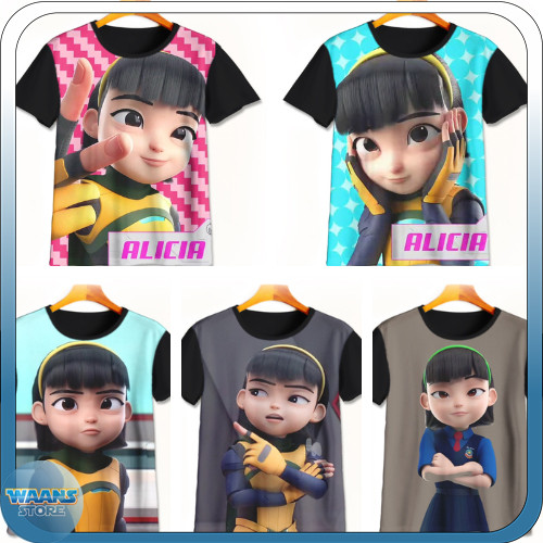 Ejen Ali Alicia อะนิเมะเสื้อยืดการ์ตูนภาพยนตร์ตัวละคร Ejen Alicia เสื้อผ้าเด็กอายุ 1-12 ปี | วาแนนส์