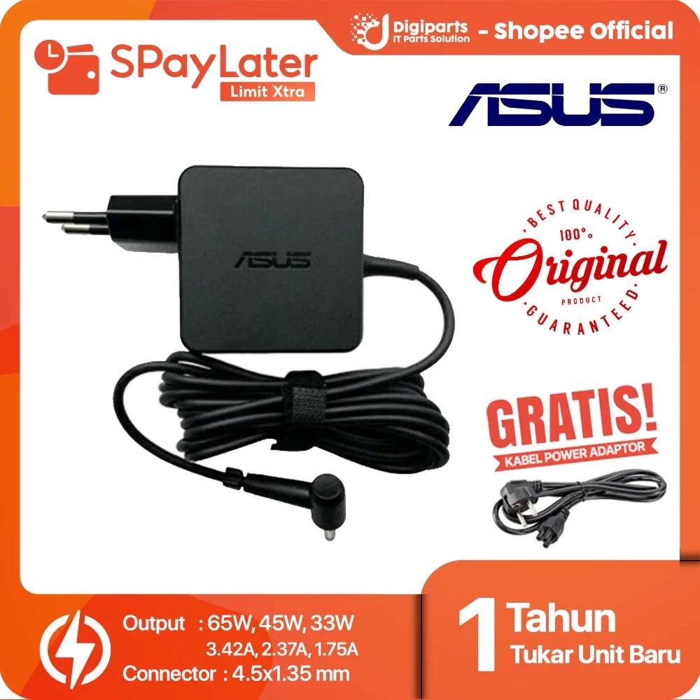 ต้นฉบับ asus vivobook s333 s333j s333ja s333jp s333jq 65w อะแดปเตอร์ชาร์จ