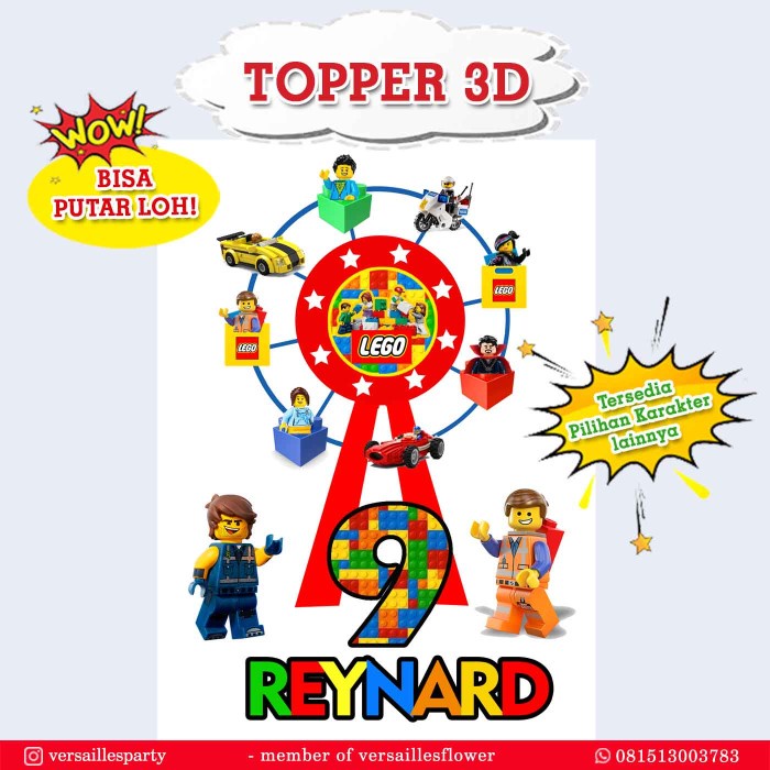E-Catalog ได้! Lego Ferris Wheel 3D Topper / 3D Cake Topper / Lego 3D Cake Topper