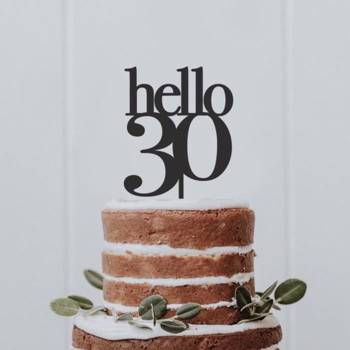 Custom เค้ก Topper Hello 30 อะคริลิคตกแต่งเค้ก Topper