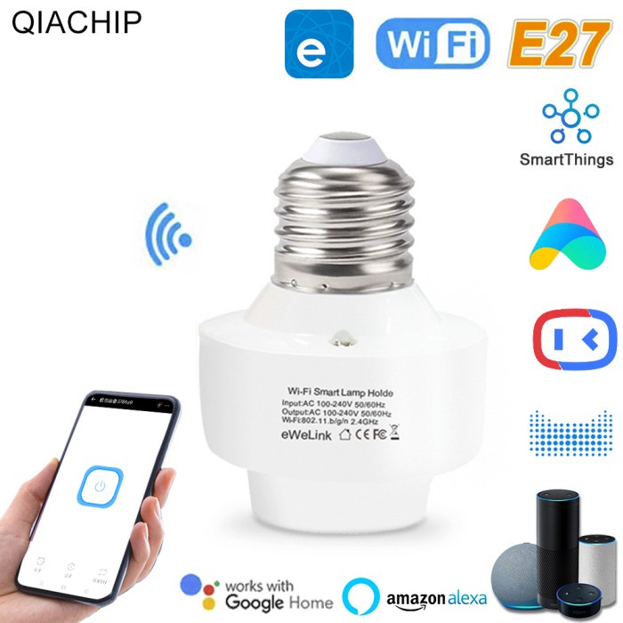 สมาร์ท WiFi E27 ซ็อกเก็ตผู้ถือหลอดไฟ eWeLink อะแดปเตอร์ Wi-Fi รีโมทคอนโทรลขนาดเล็กสมาร์ทโฮม