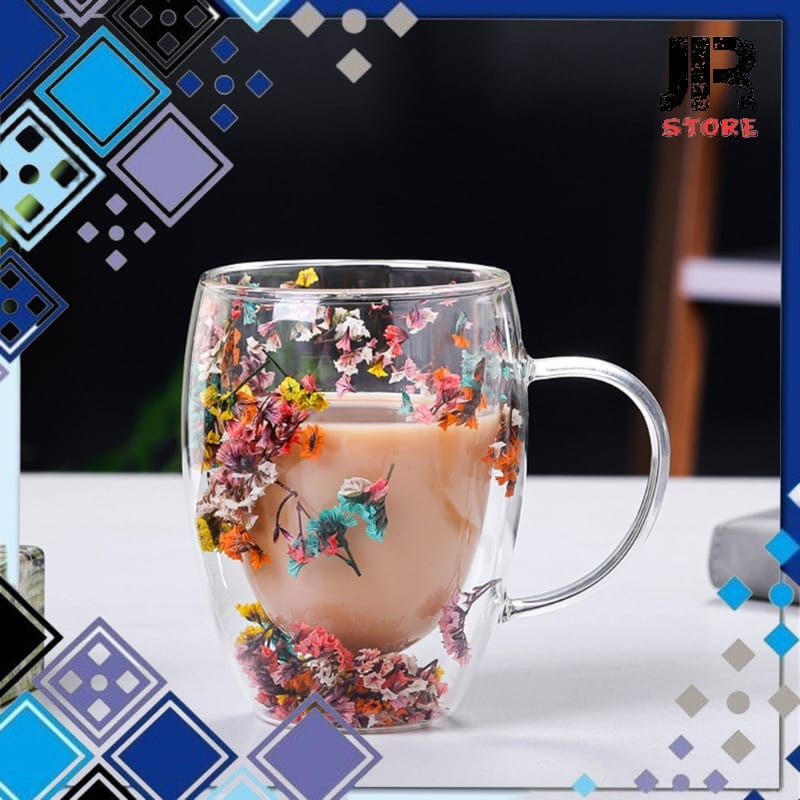 แก้วกาแฟแก้วทนความร้อน Double Wall Aesthetic Mug 350ml Tz 350 โปร่งใส