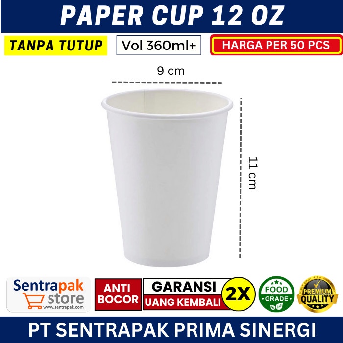 Please - Paper Cup 12 oz Hot (350ml+) - 12oz Coffee Paper Cup