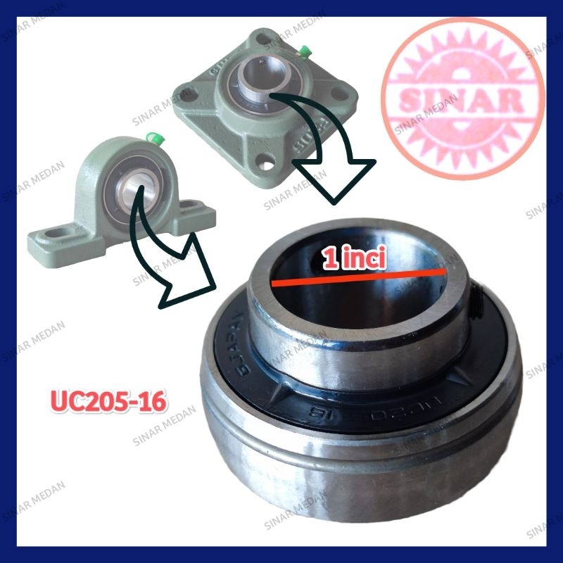BEARING UC 205 PILLOW BLOCK UC205 SITTING LAHAR UC205-16 1 นิ้ว 1 ชิ้น