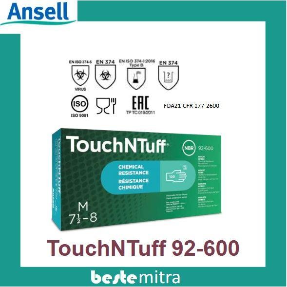 JTTOP" NITRILE ถุงมือยาง ANSELL 92-600 TOUCHNTUFF SAFETY GLOVE HALAL
