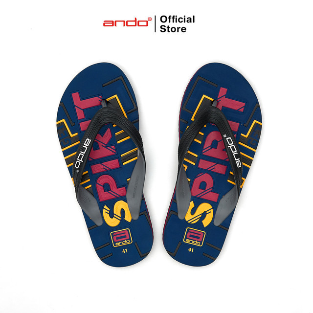 Ando Official Comax 02 Flip Flops สําหรับผู้ชาย - สีดํา/น้ําเงิน