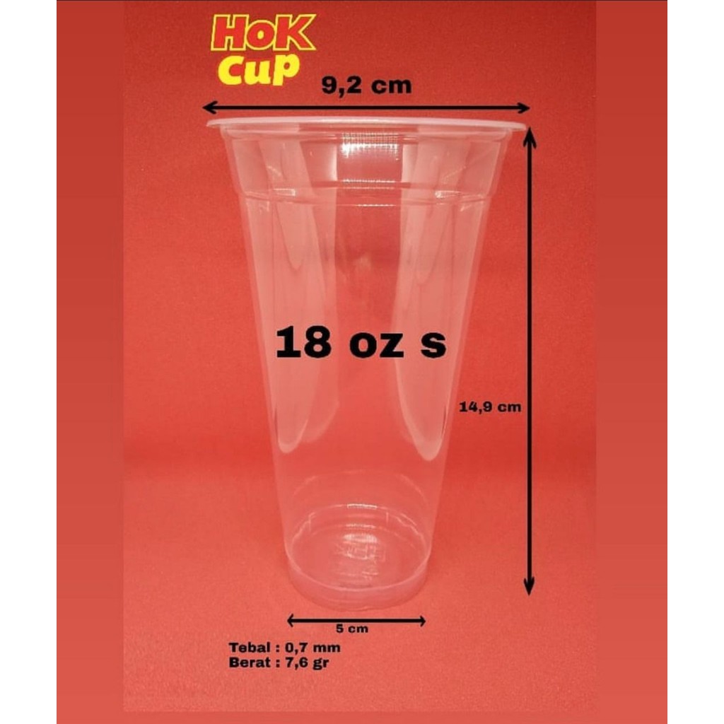 [25 ชิ้น] 18 ออนซ์ HOK Pop Ice Cups / Pop Ice Clear Plastic Cups / Pop Ice Cups
