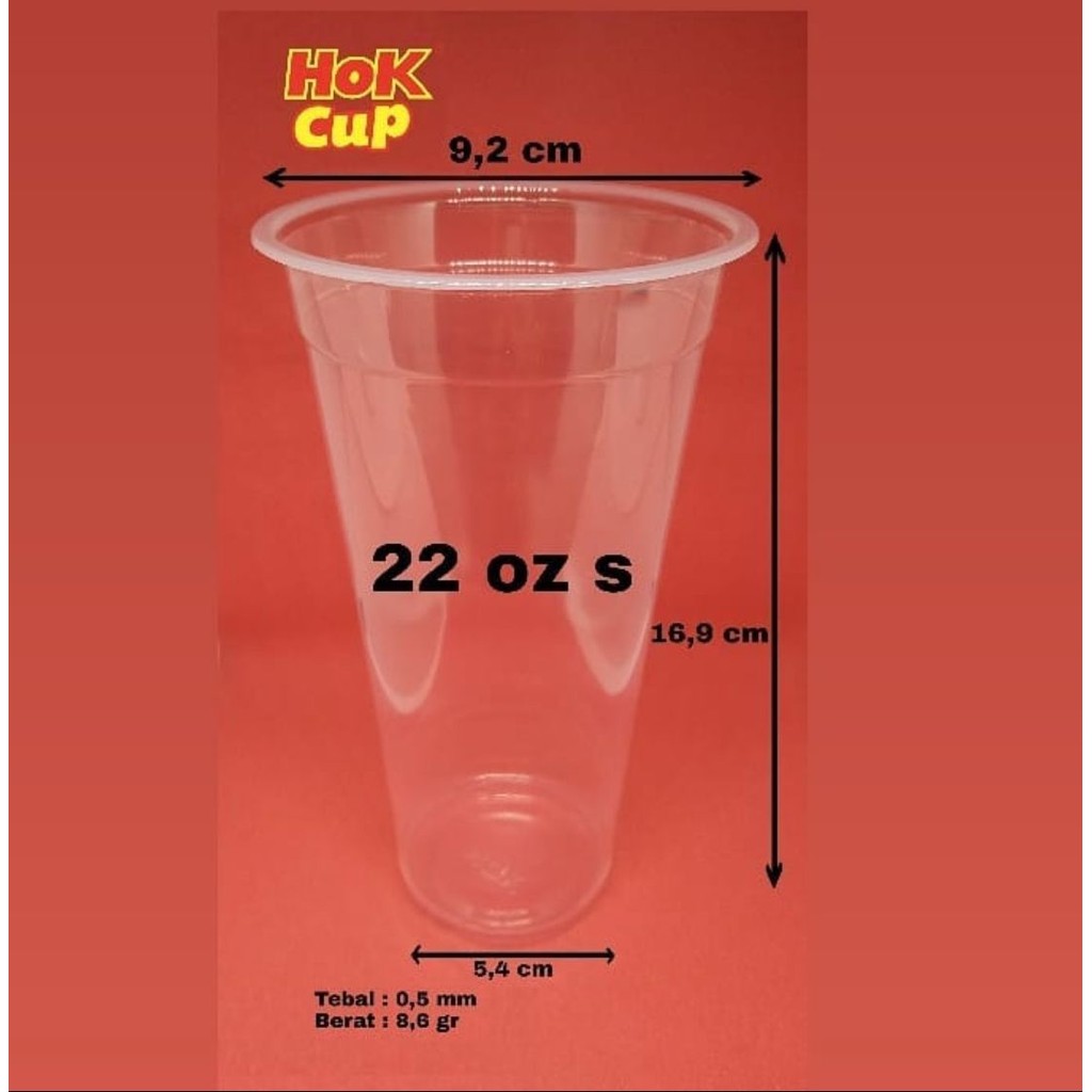 [25 ชิ้น] HOK Pop Ice Glass ขนาด 22oz / Pop Ice Clear Plastic Cup / Pop Ice Cup