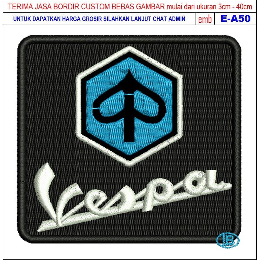 HD-84 VESPA PIAGIO SQUARE PATCH EMBROIDERED MOTORCYCLE/RACING โลโก้
