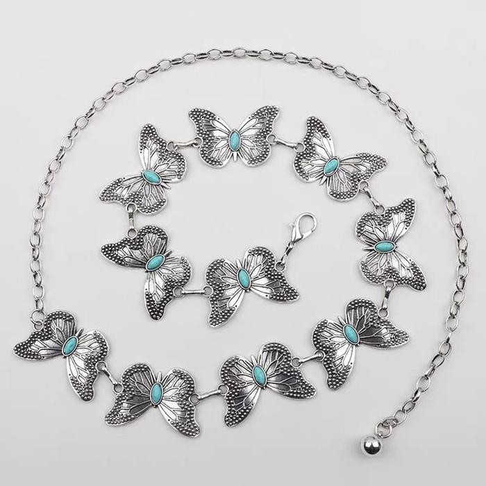 BGS 488 โซ่เข็มขัดผีเสื้อ Slim Fashion Casual Obi Chain เข็มขัดสไตล์ Letro