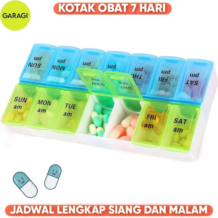 7 DAYS 1 WEEK DAY NIGHT TRAVEL VITAMIN MEDICINE CONTAINER BOX