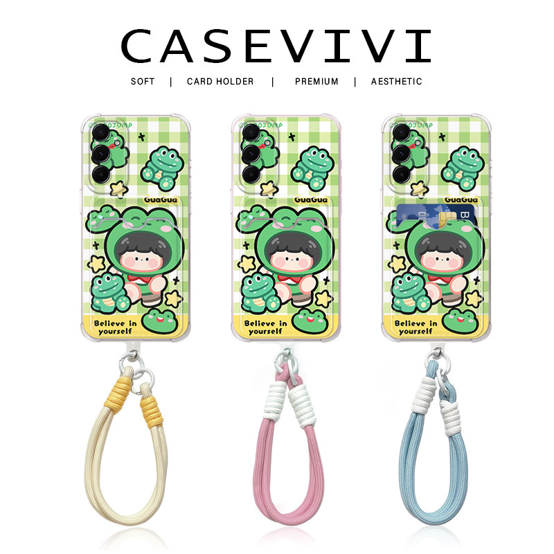 กบน่ารัก Prince Girl Overseas Card Holder Case Oppo Reno 13F 13 11F 4G 5G A60 A57 A16 A17 A17K A74 A