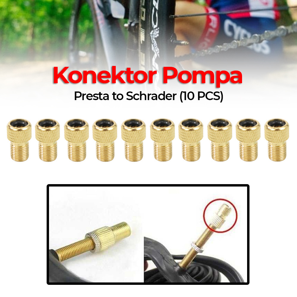 G035 Presta To Schrader จักรยานยางวาล์วปั๊มเชื่อมต่อ 10 ชิ้น Ev23 Gold Or-i