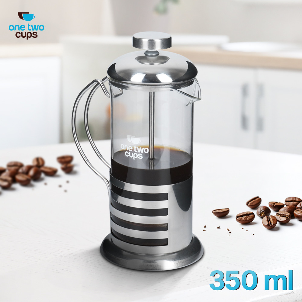 One Two Cups French Press Coffee Maker Pot Plunger Borosilicate 350ml - KG72
