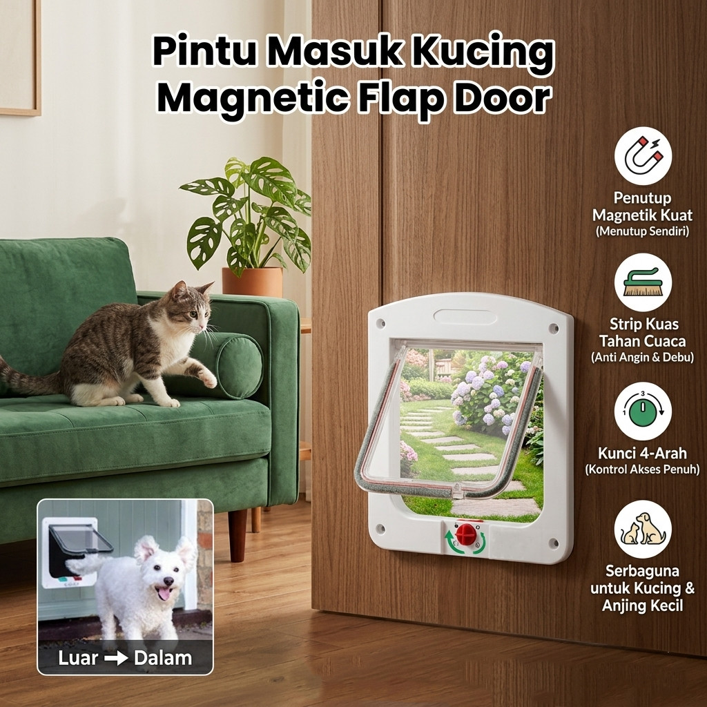 TRICAT Magnetic Flap Door 4 Way Lock Pet Door - TR4