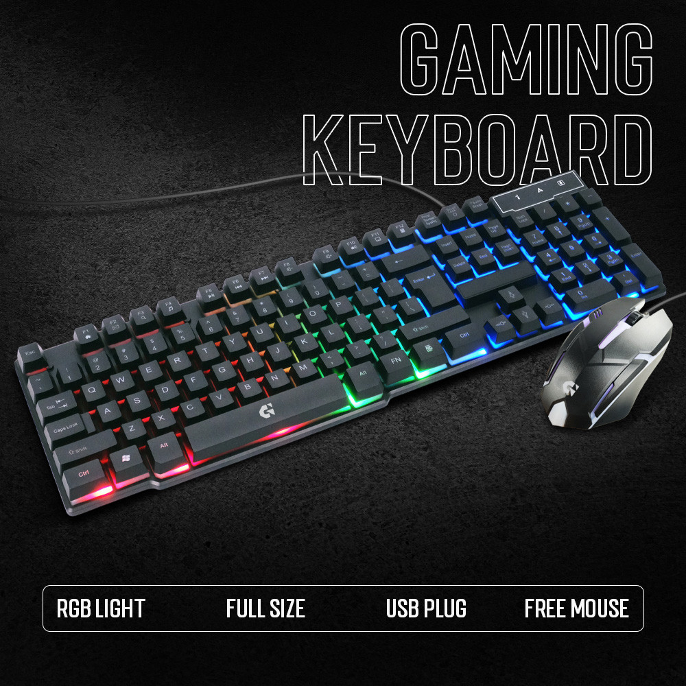 TaffiGEAR Gaming Keyboard LED พร้อมเมาส์ - 832 สีดํา