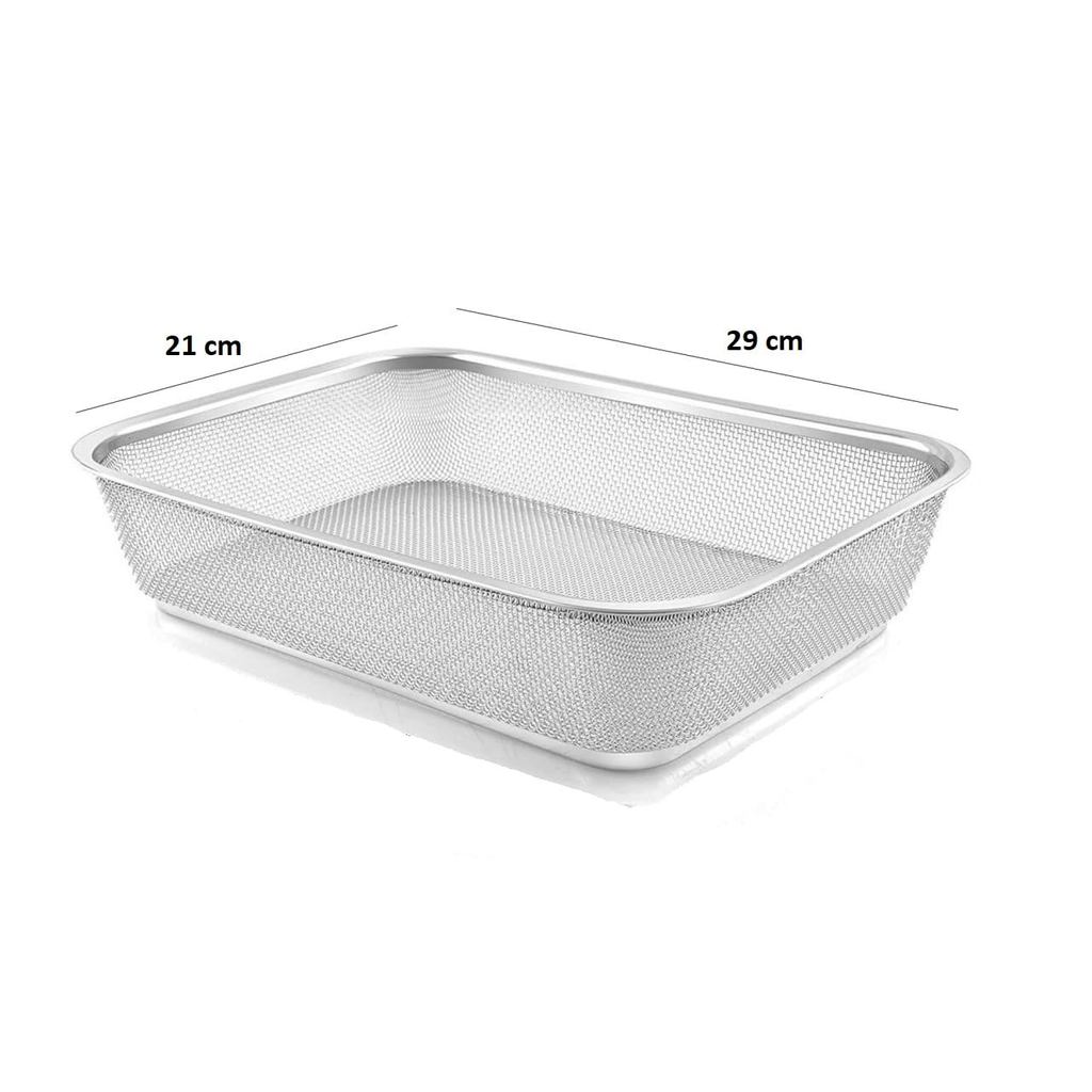 ตะกร้ากรองสี่เหลี่ยมสแตนเลส 29x21x5ซม. MK-5