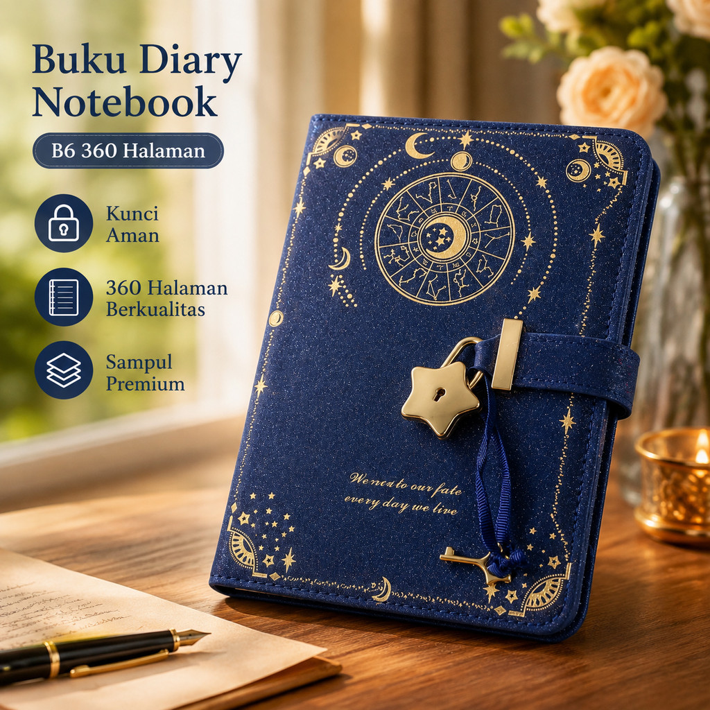 HAISI Diary Notebook Journal Notes B6 360 หน้า พร้อมล็อค - TD-500