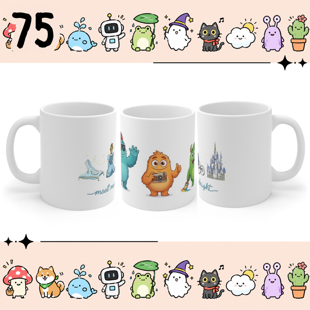 MATA HIJAU Custom การ์ตูน Monster Blue Furry Mug & Green Monster One-Eye - Design 75