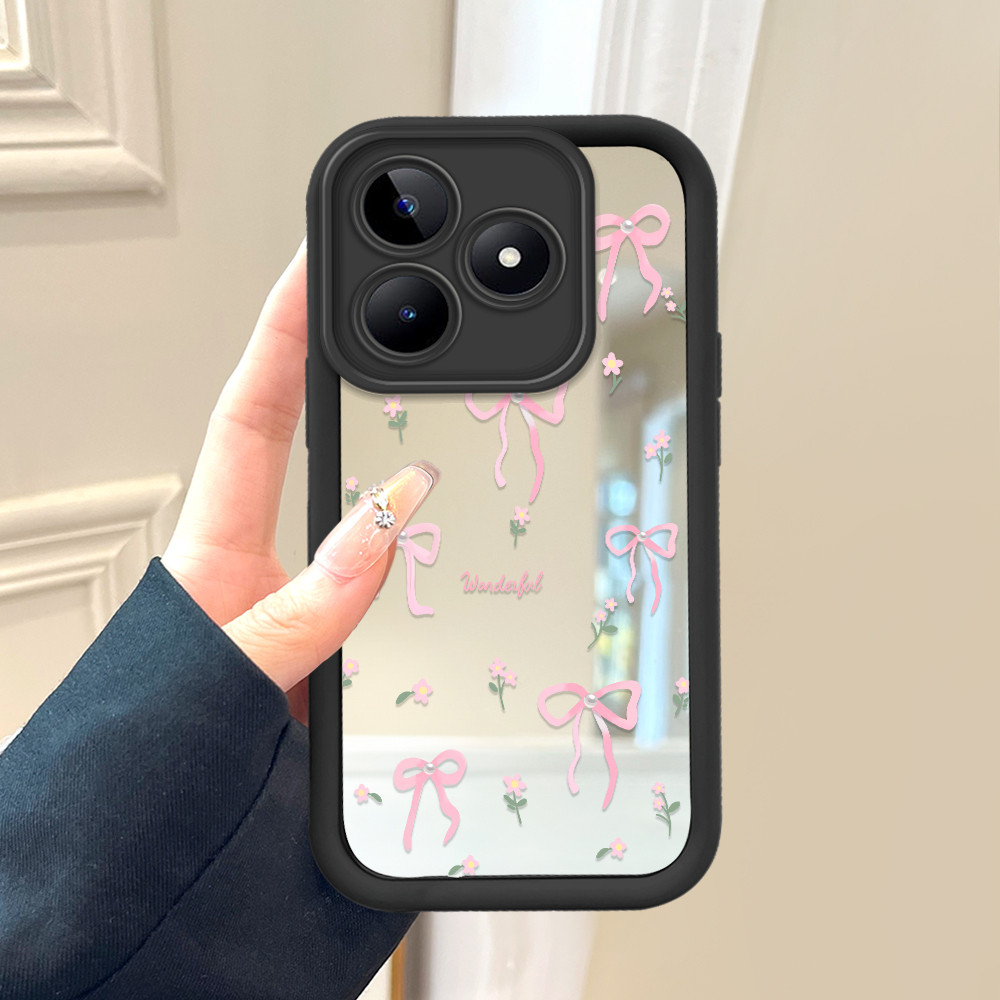 Realme C53 C51 C51S หมายเหตุ 50 Narzo N53 สําหรับ Hp Casing เคสโทรศัพท์ Cesing Soft Cover ดอกไม้สีชม