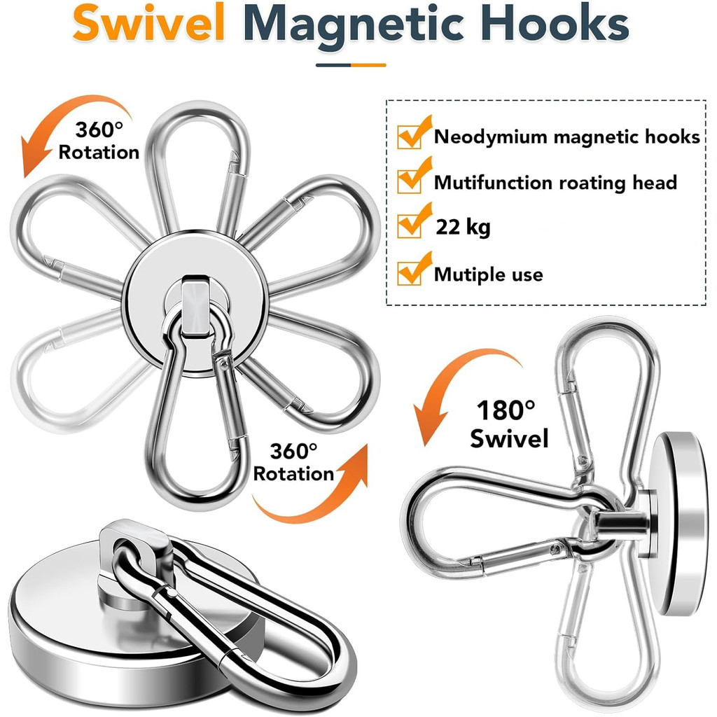GANTUNGAN NR Taffia ตะขอแม่เหล็กอเนกประสงค์ Carabiner Neodymium 22kg - L25