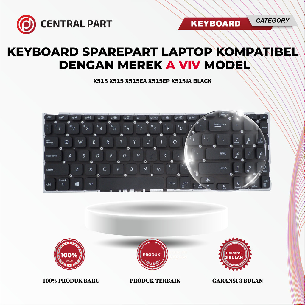 ASUS VIVOBOOK X509 X515 X515 X515EA X515EP X515JA คีย์บอร์ดสีดํา / สินค้าใหม่