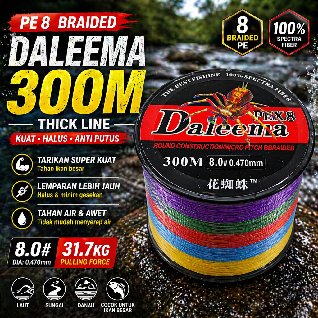 สายตกปลา PE 8 Braided Strand 300M - JY Multi Color 2.0
