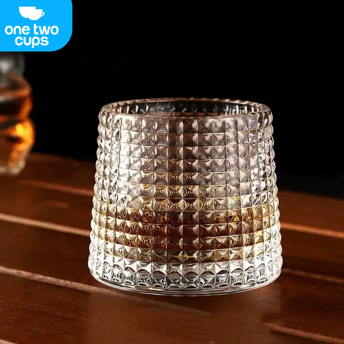 One Two Cups Whisky Crystal Spinning Wobble Rock Glass 150ml - YJ101