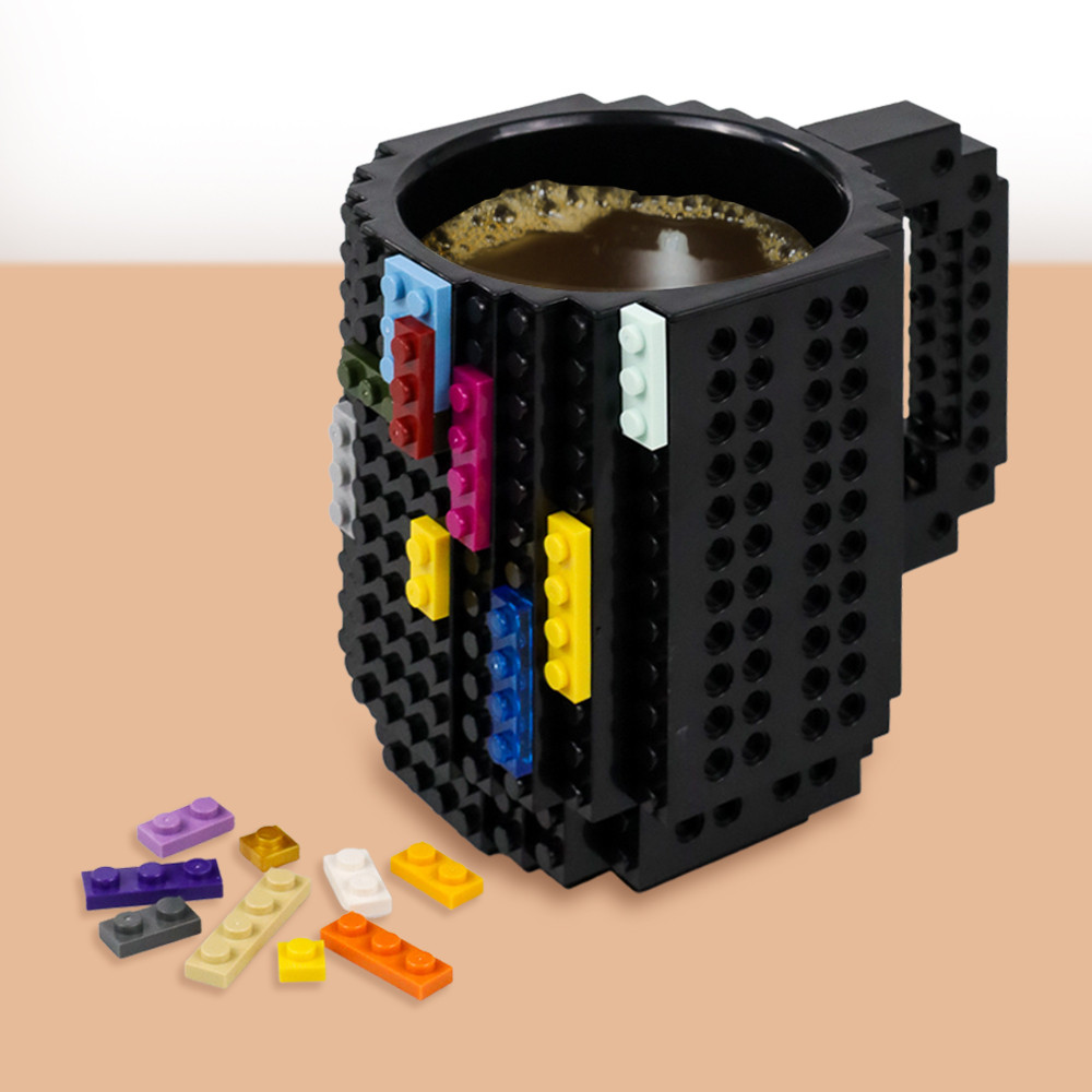 VKTECH แก้วน้ําสําหรับเด็กบล็อก Build-On Brick ของเล่นแก้ว 350ml - 936SN