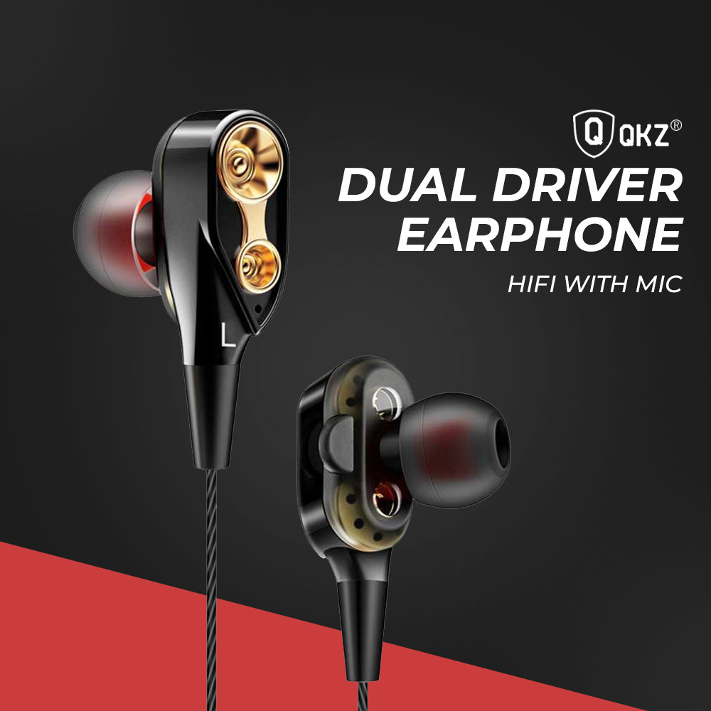 QKZ หูฟัง Kabel In Ear Dual Driver HiFi ปลั๊ก 3.5 มม. พร้อมไมโครโฟน - QKZ-CK8