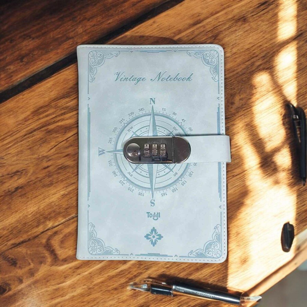 Toddi Leather Diary Journal Book 200 Grid A5 มีตัวล็อค - TD22