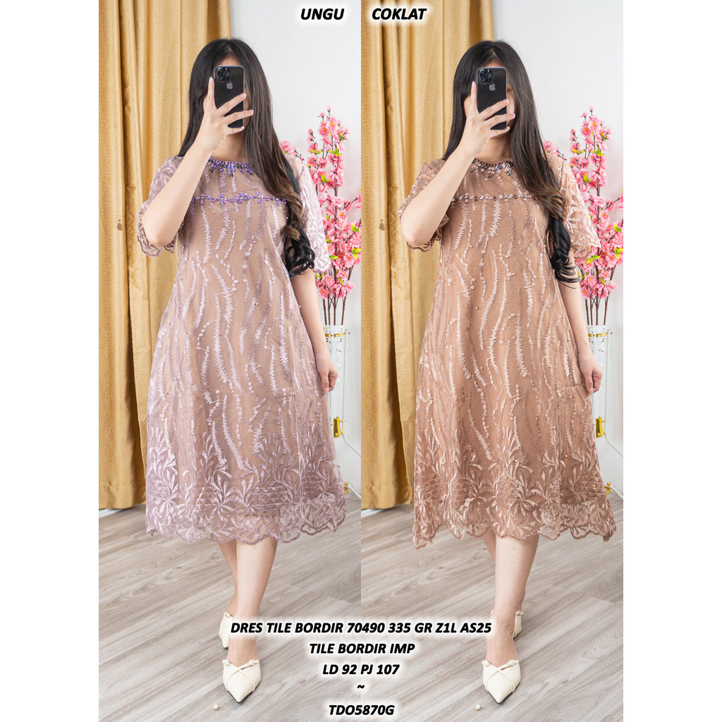 EMBROIDERED TILE DRESS 70490 335 GR Z1L AS25 STOCK ACCORDING TO UPDATE และ UPDATE