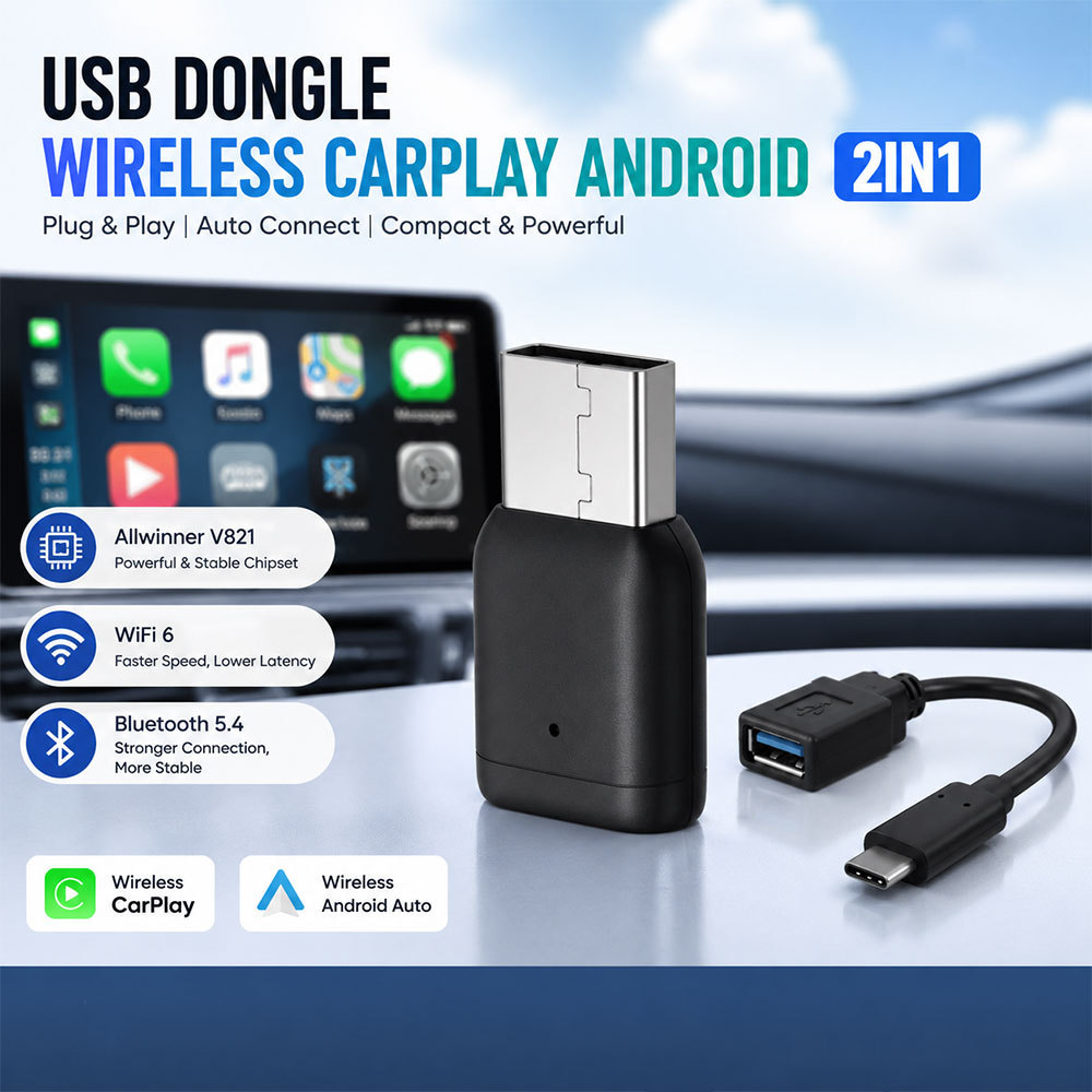 อะแดปเตอร์อัตโนมัติ Android CarPlay แบบมีสาย USB 2in1 - X8