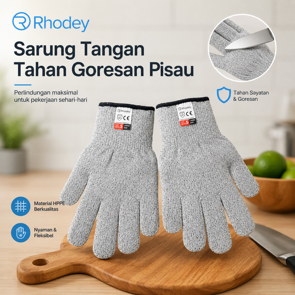 ถุงมือนิรภัยกันรอยขีดข่วนมีดพลัง Rhodey - EN388
