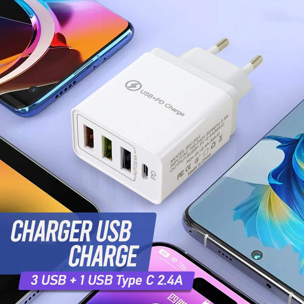 หัวชาร์จ Comfast 3 USB A พร้อม USB Type C 2.4A - BK-391