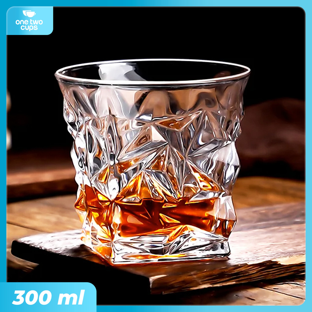 One Two Cups Whisky Crystal Diamond Rock Glass 300ml - YJ103